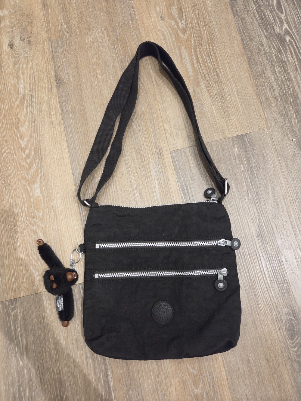 Kippling Black Crossbody Shoulder Bag with Keychain